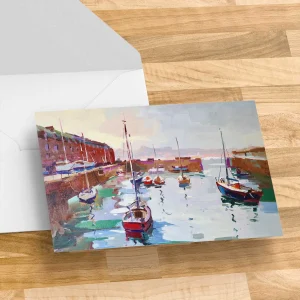 Harbour in March, North Berwick, Greeting Card by Joseph Maxwell-Stuart