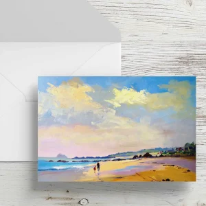 On the Beach at Milsey Bay, North Berwick, Greeting Card by Joseph Maxwell-Stuart