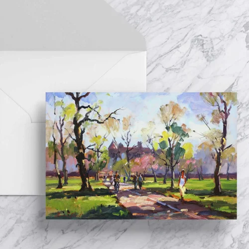 Springtime, The Meadows, Edinburgh, Greeting Card by Joseph Maxwell-Stuart