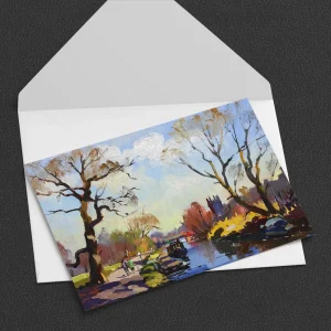 Early Spring, Union Canal, Polwarth, Greeting Card by Joseph Maxwell-Stuart