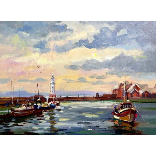 Newhaven Harbour, Late Afternoon, Greeting Card by Joseph Maxwell-Stuart - Image 2