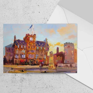 Seafarers Memorial & Malmaison, Leith, Greeting Card by Joseph Maxwell-Stuart