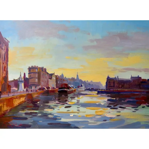 Setting Sun, Leith, Greeting Card by Joseph Maxwell-Stuart - Image 2