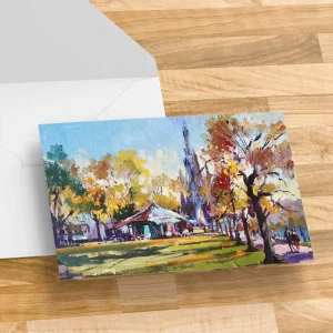 Autumn Sunshine – Princes Street Gardens, Greeting Card by Joseph Maxwell-Stuart