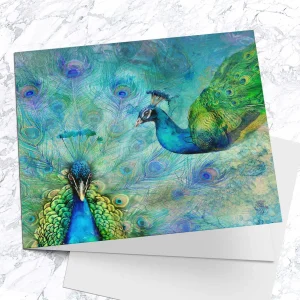 Peacocks, Greeting Card by Lee Scammacca