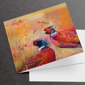 Pheasants, Greeting Card by Lee Scammacca