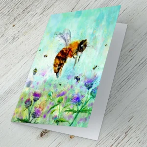 Bee and Thistle, Greeting Card by Lee Scammacca