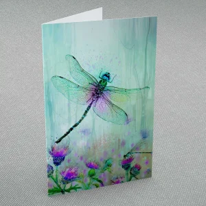 Dragonfly and Thistle, Greeting Card by Lee Scammacca