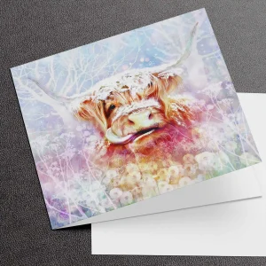 Christmas Highland Coo, Greeting Card by Lee Scammacca