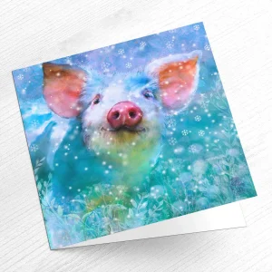 Christmas Piglet, Greeting Card by Lee Scammacca