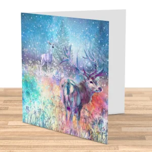 Stag Christmas, Greeting Card by Lee Scammacca