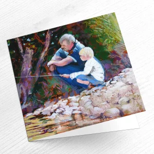 Fishing Lesson, Greeting Card by Margaret Evans