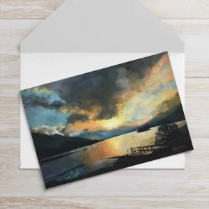 Old Jetties, Loch Earn, Greeting Card by Margaret Evans
