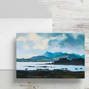 Evening Grazing, Ord, Skye, Greeting Card by Margaret Evans