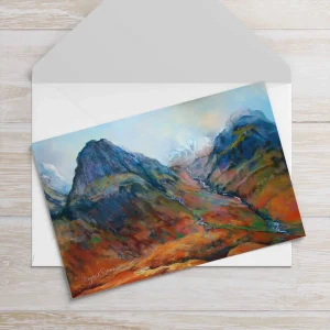 November Snow, Glencoe, Greeting Card by Margaret Evans