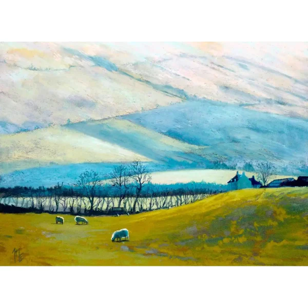 Sheep Farm, Ochils, Greeting Card by Margaret Evans - Image 2