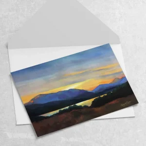 Sundown, Loch Tulla, Greeting Card by Margaret Evans