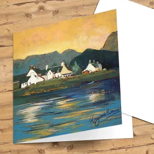Golden Sky, Plockton, Greeting Card by Margaret Evans
