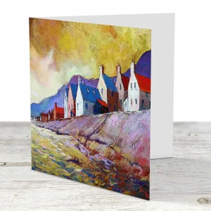 Pennan Cottages, Greeting Card by Margaret Evans