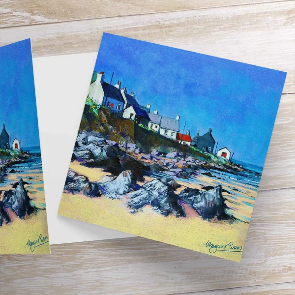 Red Roof, Sandend, Greeting Card by Margaret Evans