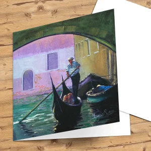 Taxi for Two, Venice, Greeting Card by Margaret Evans
