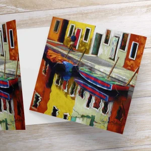 Yellow House, Burano, Greeting Card by Margaret Evans