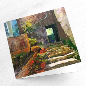 Le Vieux Couvent Stairway, Greeting Card by Margaret Evans
