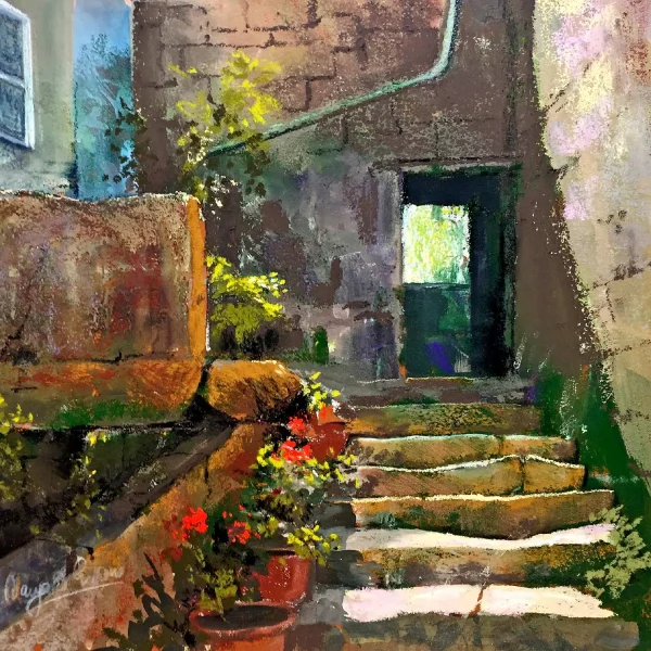 Le Vieux Couvent Stairway, Greeting Card by Margaret Evans - Image 2
