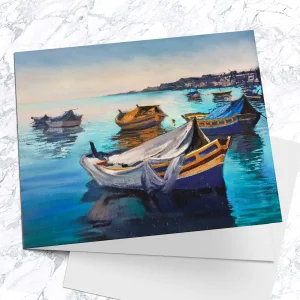Reflections, Malta, Greeting Card by Margaret Evans