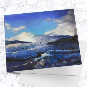 Blue Winter Glencoe, Greeting Card by Margaret Evans
