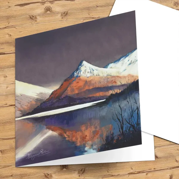 First Snow, Pap of Glencoe, Greeting Card by Margaret Evans