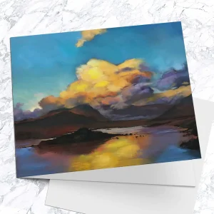 Gold Light, Loch Tulla, Greeting Card by Margaret Evans