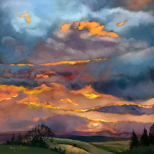 Sunset from the Ochils, Greeting Card by Margaret Evans - Image 2