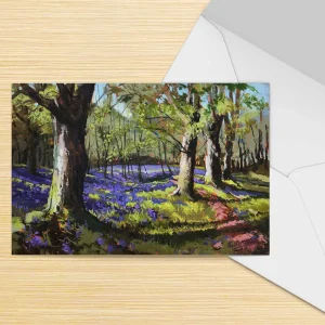 Bluebells Under Lockdown, Greeting Card by Margaret Evans