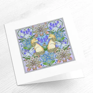 Celtic Foxes, Greeting Card by Marjory Tait