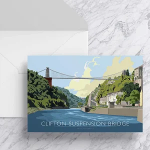 Clifton Suspension Bridge (Blue), Greeting Card by Peter McDermott