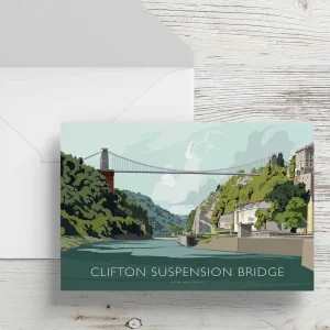 Clifton Suspension Bridge (Green), Greeting Card by Peter McDermott