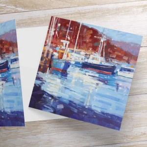 Tarbert Reflections, Greeting Card by Peter Foyle