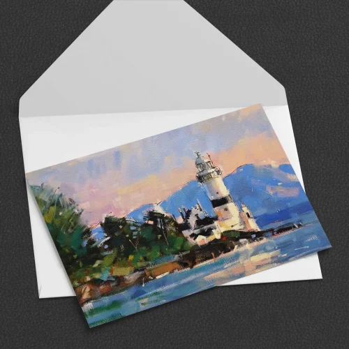 Evening, Cloch Lighthouse, Greeting Card by Peter Foyle