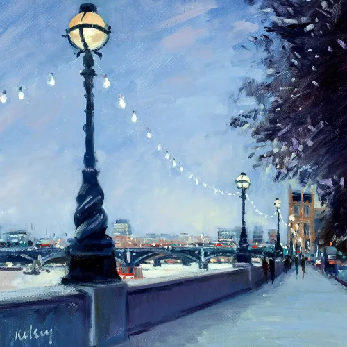 The Embankment by Night, Greeting Card by Robert Kelsey - Image 2