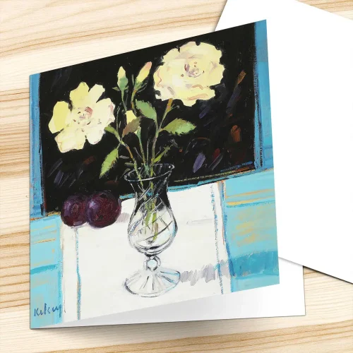 Still Life with Yellow Roses, Greeting Card by Robert Kelsey