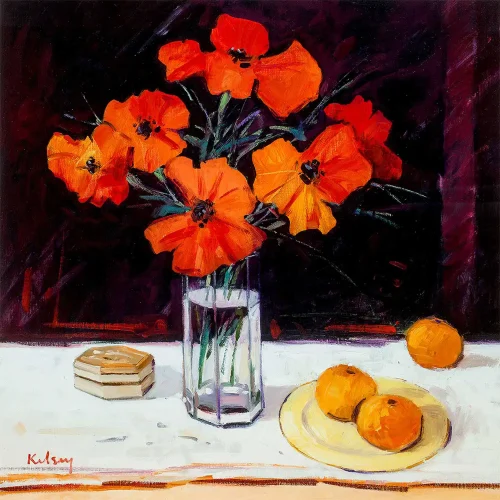 Poppies with Oranges, Greeting Card by Robert Kelsey - Image 2
