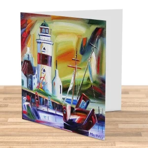 Cloch Lighthouse with Wreck, Greeting Card by Raymond Murray