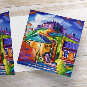 The Vennel and Edinburgh Castle, Greeting Card by Raymond Murray