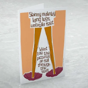 Skinny malinky lang legs, umbrella feet, Greeting Card by Stewart Bremner