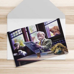 Colonel, Clyde and Two Coos, Greeting Card by Scott McGregor