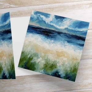 Red Sails from the Beach, Greeting Card by Stuart Roy