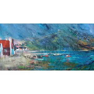 Buildings and Boats, Giclée Art Print by Fiona Matheson