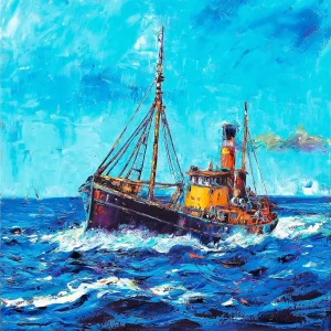 Chuggin Along, Giclée Art Print by Jean Feeney