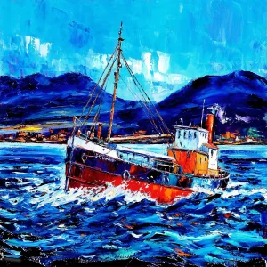 Puffer passing Ardnamurchan, Giclée Art Print by Jean Feeney